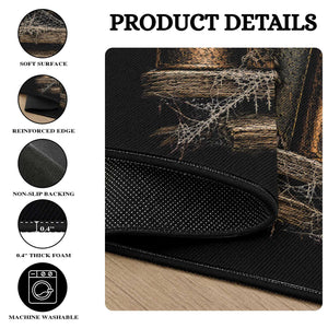Gothic Haunted Library Round Rug Skull In Bookshelf Dark Academia