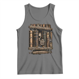 Gothic Haunted Library Tank Top Skull In Bookshelf Dark Academia