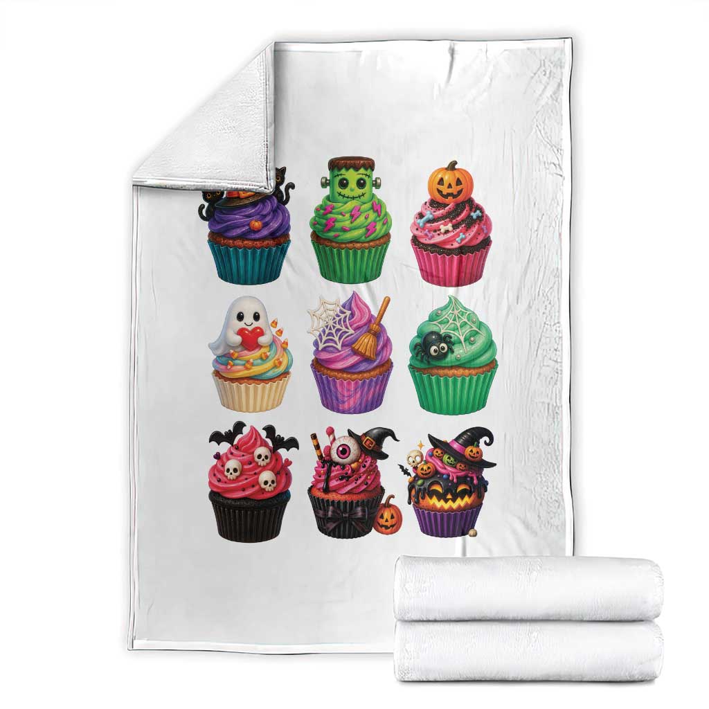 Funny Halloween Cupcake Lover Throw Blanket Spooky Party Dessert