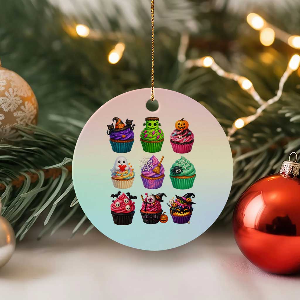 Funny Halloween Cupcake Lover Ceramic Ornament Spooky Party Dessert