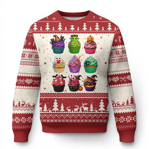 Funny Halloween Cupcake Lover Ugly Christmas Sweater Spooky Party Dessert