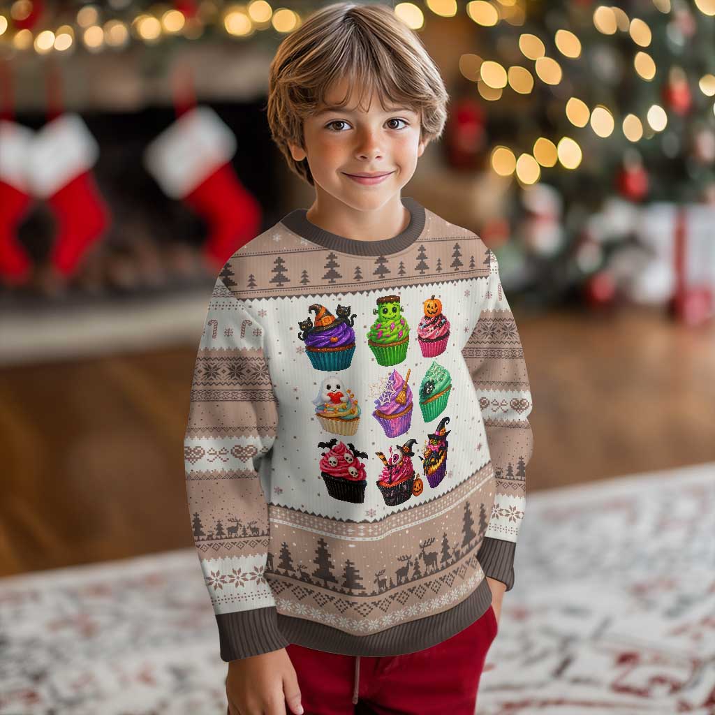 Funny Halloween Cupcake Lover Ugly Christmas Sweater Spooky Party Dessert