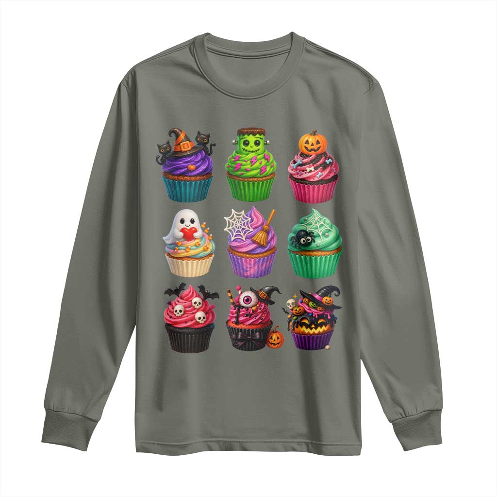 Funny Halloween Cupcake Lover Long Sleeve Shirt Spooky Party Dessert
