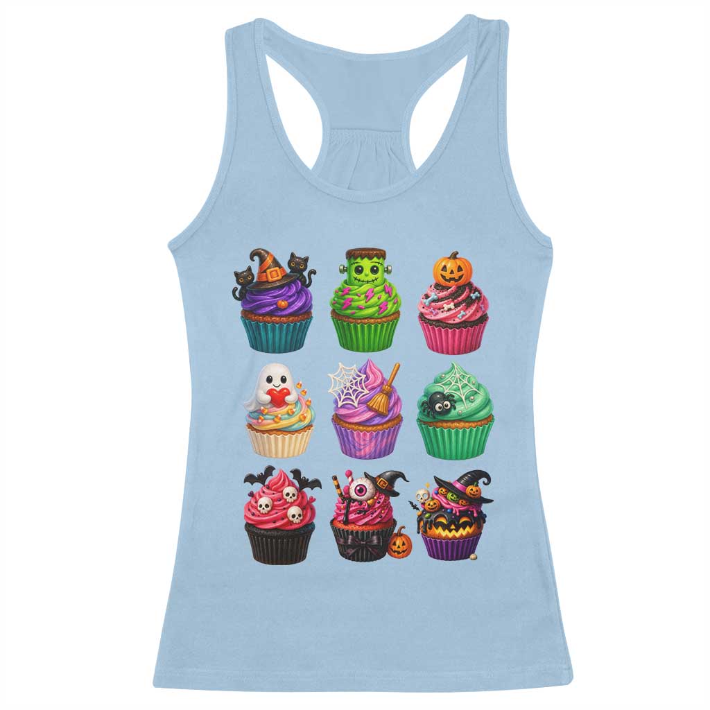 Funny Halloween Cupcake Lover Racerback Tank Top Spooky Party Dessert