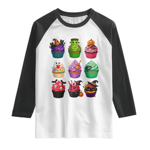 Funny Halloween Cupcake Lover Raglan Shirt Spooky Party Dessert