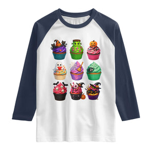 Funny Halloween Cupcake Lover Raglan Shirt Spooky Party Dessert