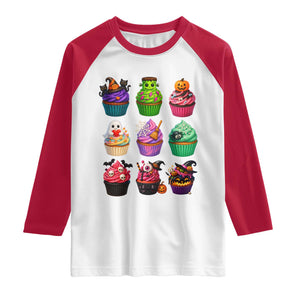 Funny Halloween Cupcake Lover Raglan Shirt Spooky Party Dessert