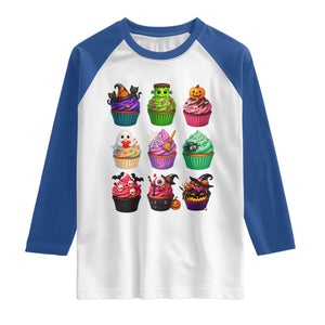 Funny Halloween Cupcake Lover Raglan Shirt Spooky Party Dessert