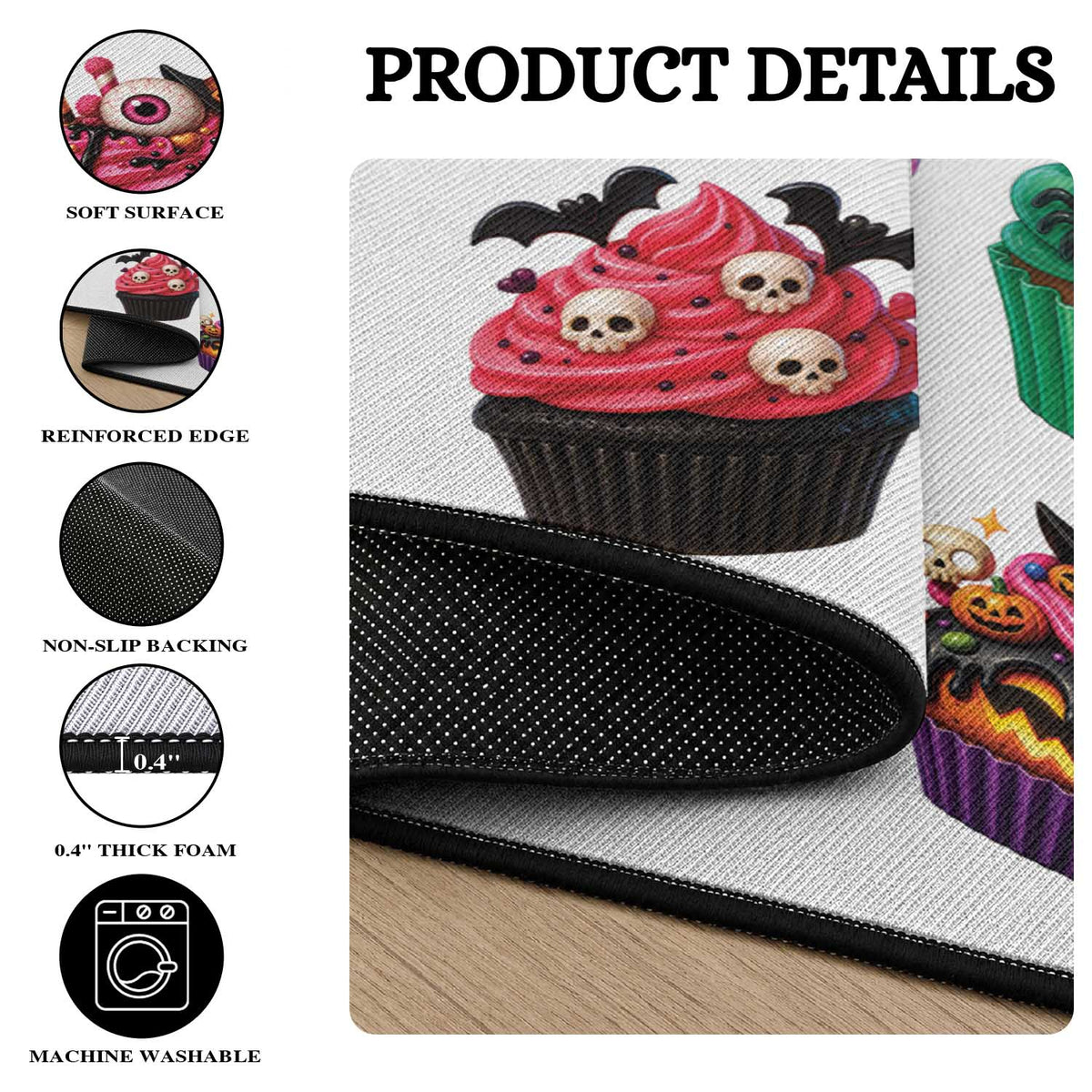 Funny Halloween Cupcake Lover Round Rug Spooky Party Dessert