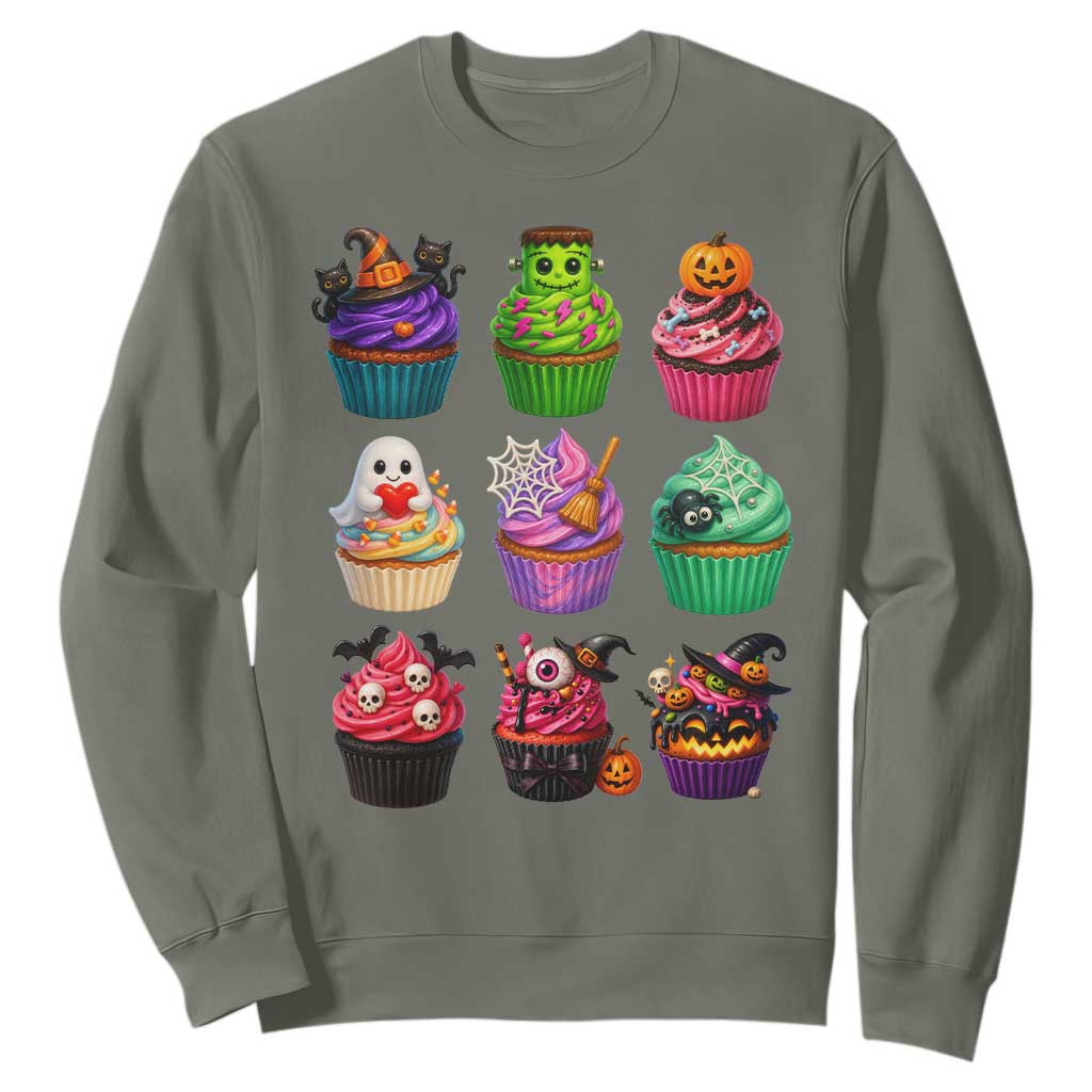 Funny Halloween Cupcake Lover Sweatshirt Spooky Party Dessert