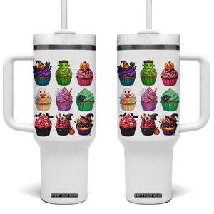 Funny Halloween Cupcake Lover Tumbler With Handle Spooky Party Dessert