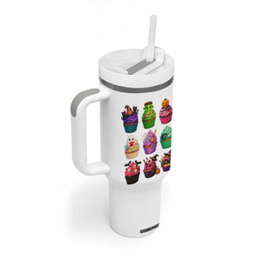 Funny Halloween Cupcake Lover Tumbler With Handle Spooky Party Dessert