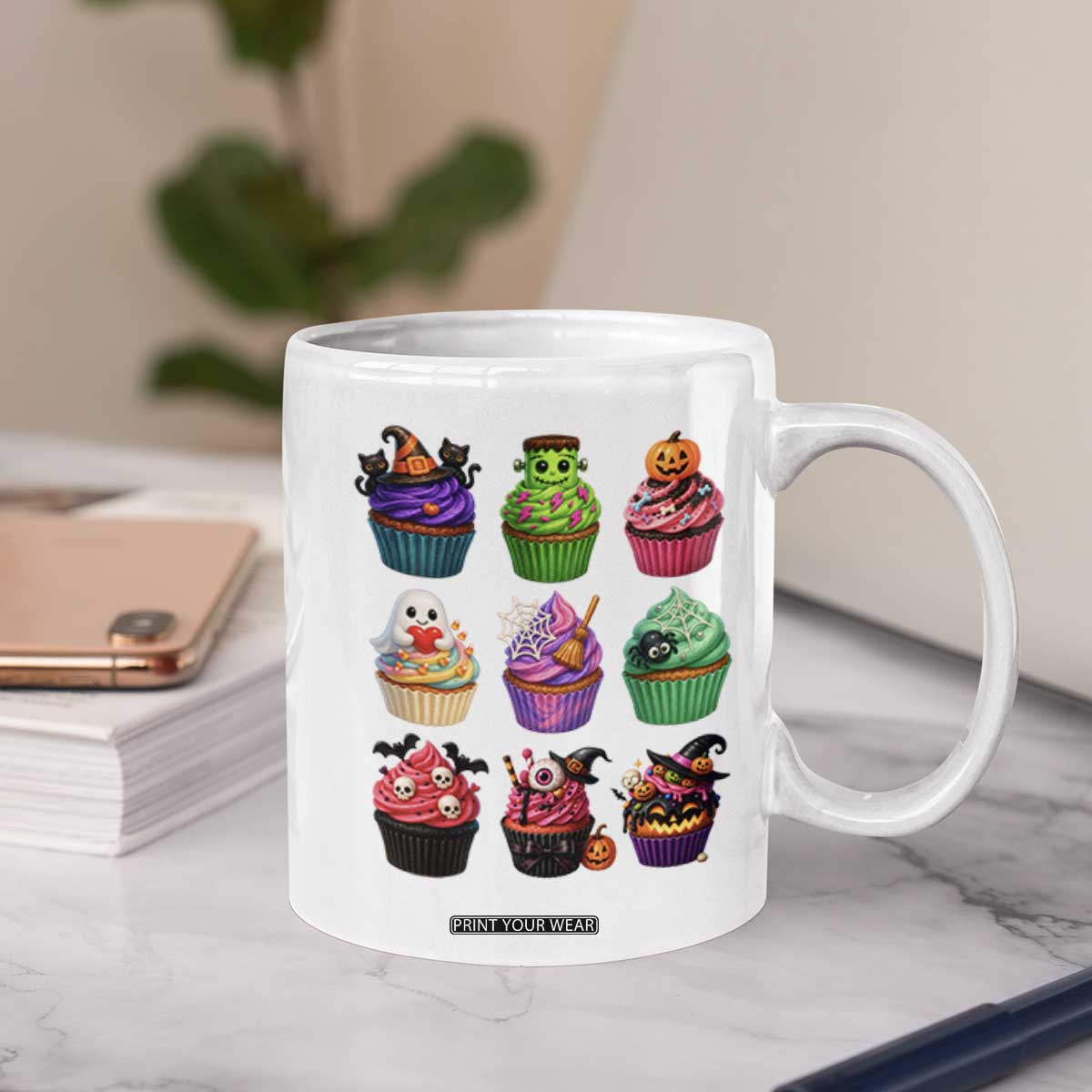 Funny Halloween Cupcake Lover Coffee Mug Spooky Party Dessert