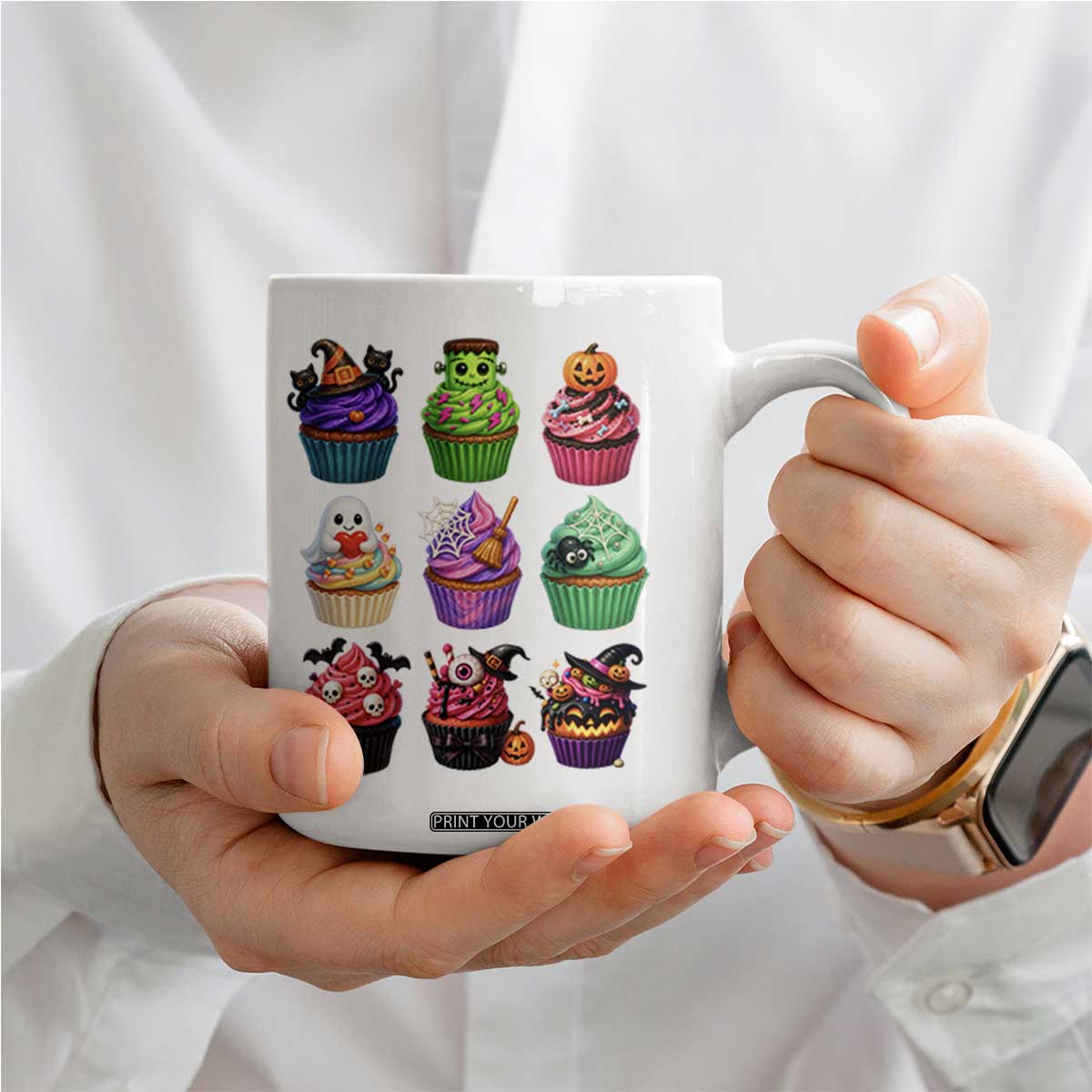 Funny Halloween Cupcake Lover Coffee Mug Spooky Party Dessert