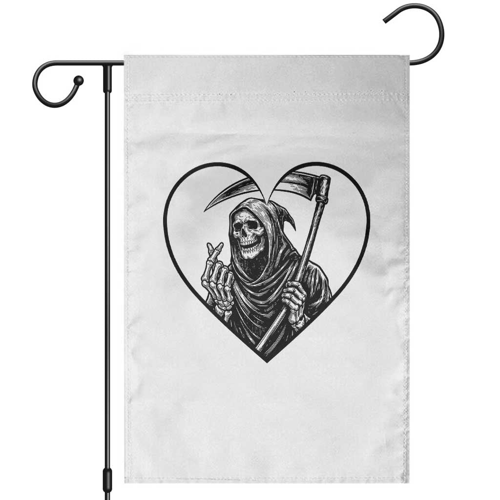 Funny Grim Reaper Heart Hands Garden Flag Spooky Halloween Gothic
