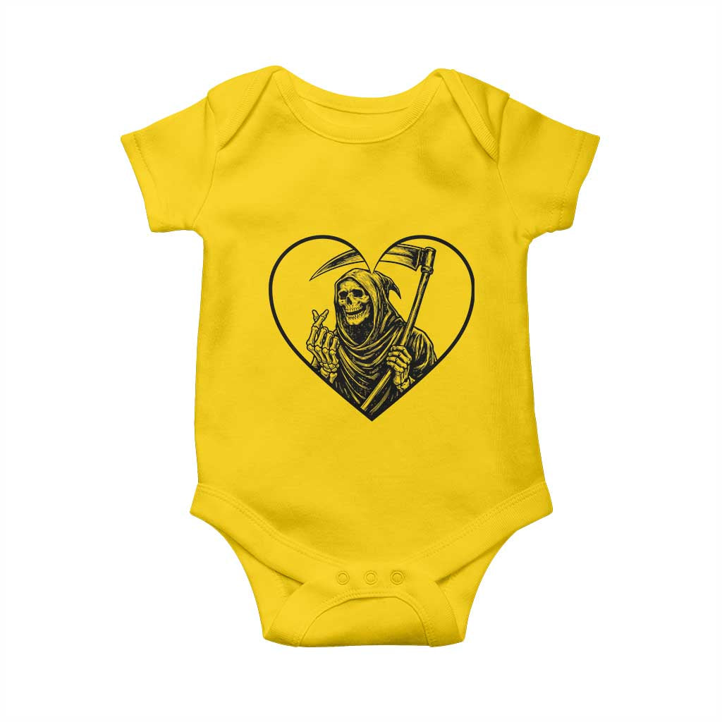 Funny Grim Reaper Heart Hands Baby Onesie Spooky Halloween Gothic