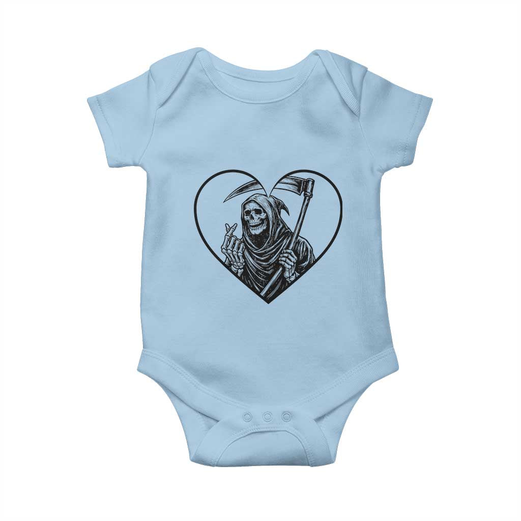 Funny Grim Reaper Heart Hands Baby Onesie Spooky Halloween Gothic