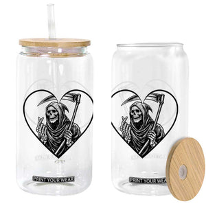 Funny Grim Reaper Heart Hands Glass Can Spooky Halloween Gothic