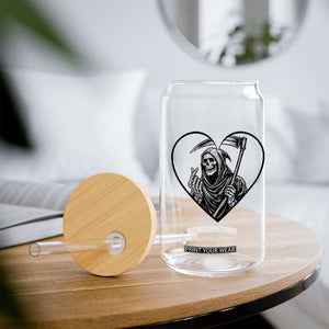 Funny Grim Reaper Heart Hands Glass Can Spooky Halloween Gothic