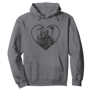 Funny Grim Reaper Heart Hands Hoodie Spooky Halloween Gothic