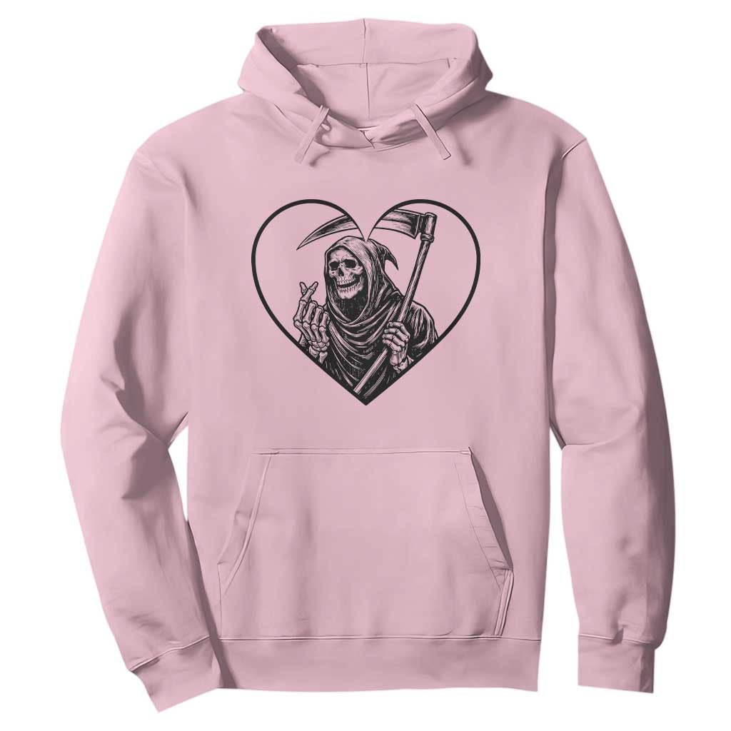 Funny Grim Reaper Heart Hands Hoodie Spooky Halloween Gothic