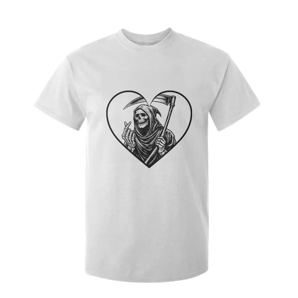 Funny Grim Reaper Heart Hands T Shirt For Kid Spooky Halloween Gothic