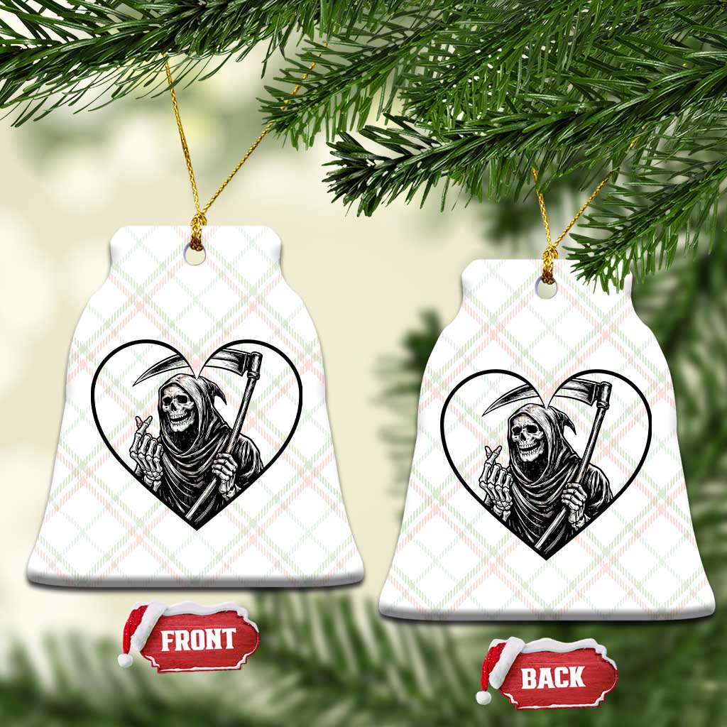 Funny Grim Reaper Heart Hands Ceramic Ornament Spooky Halloween Gothic