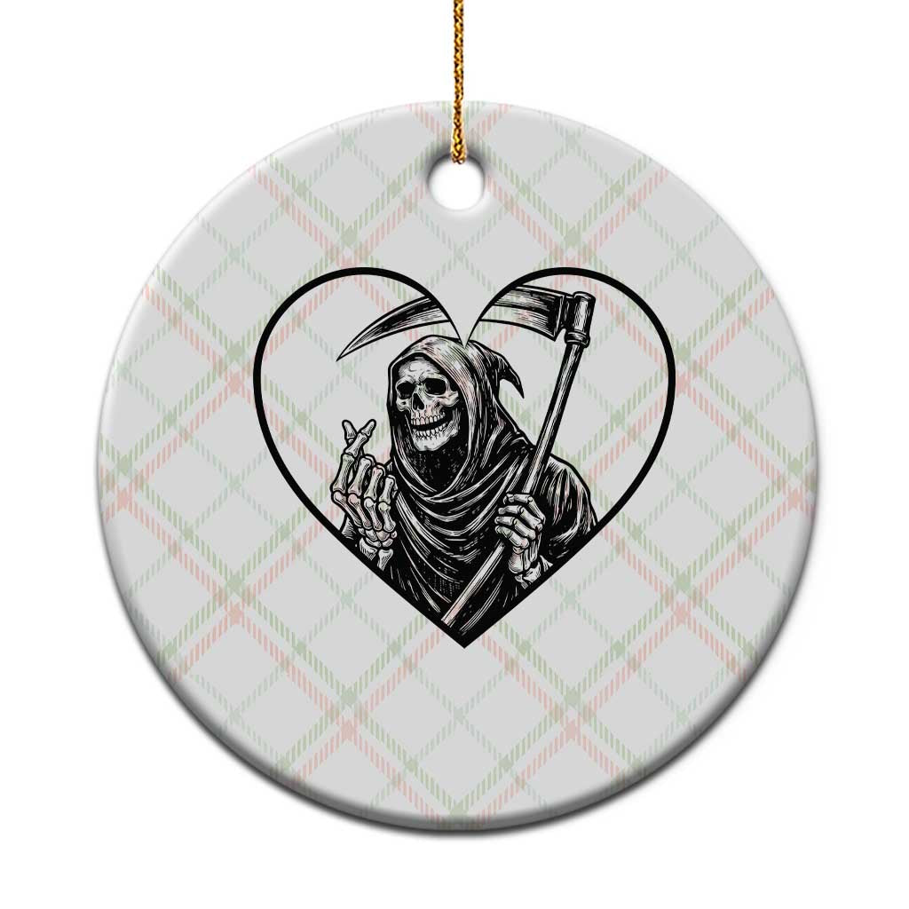 Funny Grim Reaper Heart Hands Ceramic Ornament Spooky Halloween Gothic
