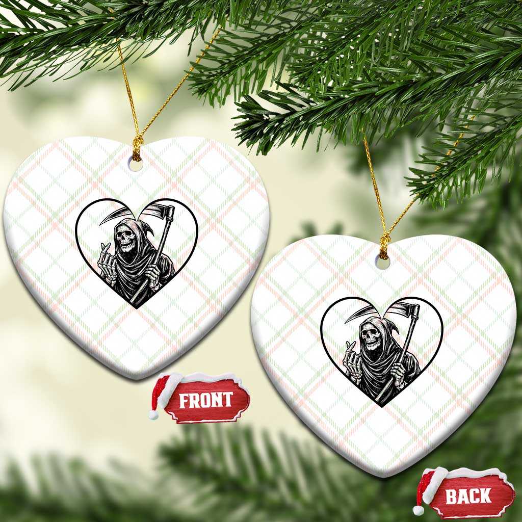 Funny Grim Reaper Heart Hands Ceramic Ornament Spooky Halloween Gothic