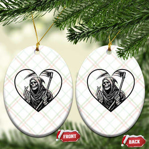 Funny Grim Reaper Heart Hands Ceramic Ornament Spooky Halloween Gothic