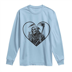 Funny Grim Reaper Heart Hands Long Sleeve Shirt Spooky Halloween Gothic