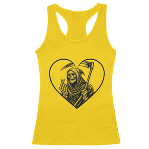 Funny Grim Reaper Heart Hands Racerback Tank Top Spooky Halloween Gothic