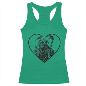 Funny Grim Reaper Heart Hands Racerback Tank Top Spooky Halloween Gothic