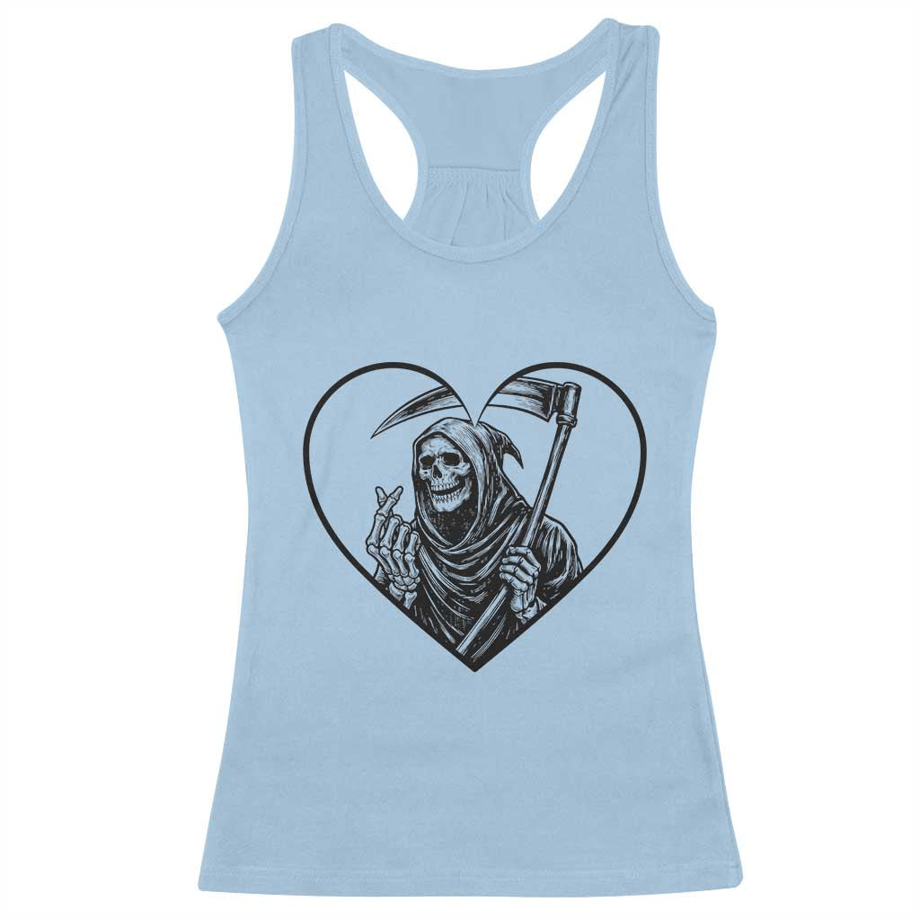 Funny Grim Reaper Heart Hands Racerback Tank Top Spooky Halloween Gothic