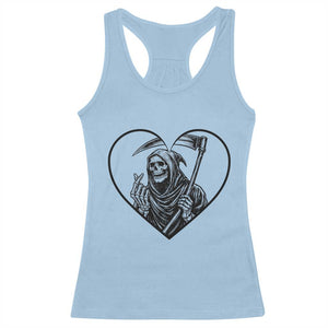Funny Grim Reaper Heart Hands Racerback Tank Top Spooky Halloween Gothic