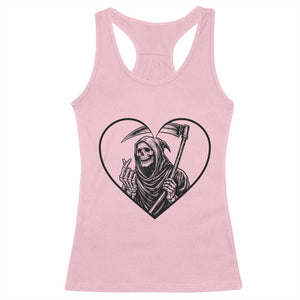 Funny Grim Reaper Heart Hands Racerback Tank Top Spooky Halloween Gothic