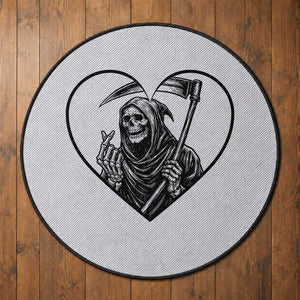 Funny Grim Reaper Heart Hands Round Rug Spooky Halloween Gothic