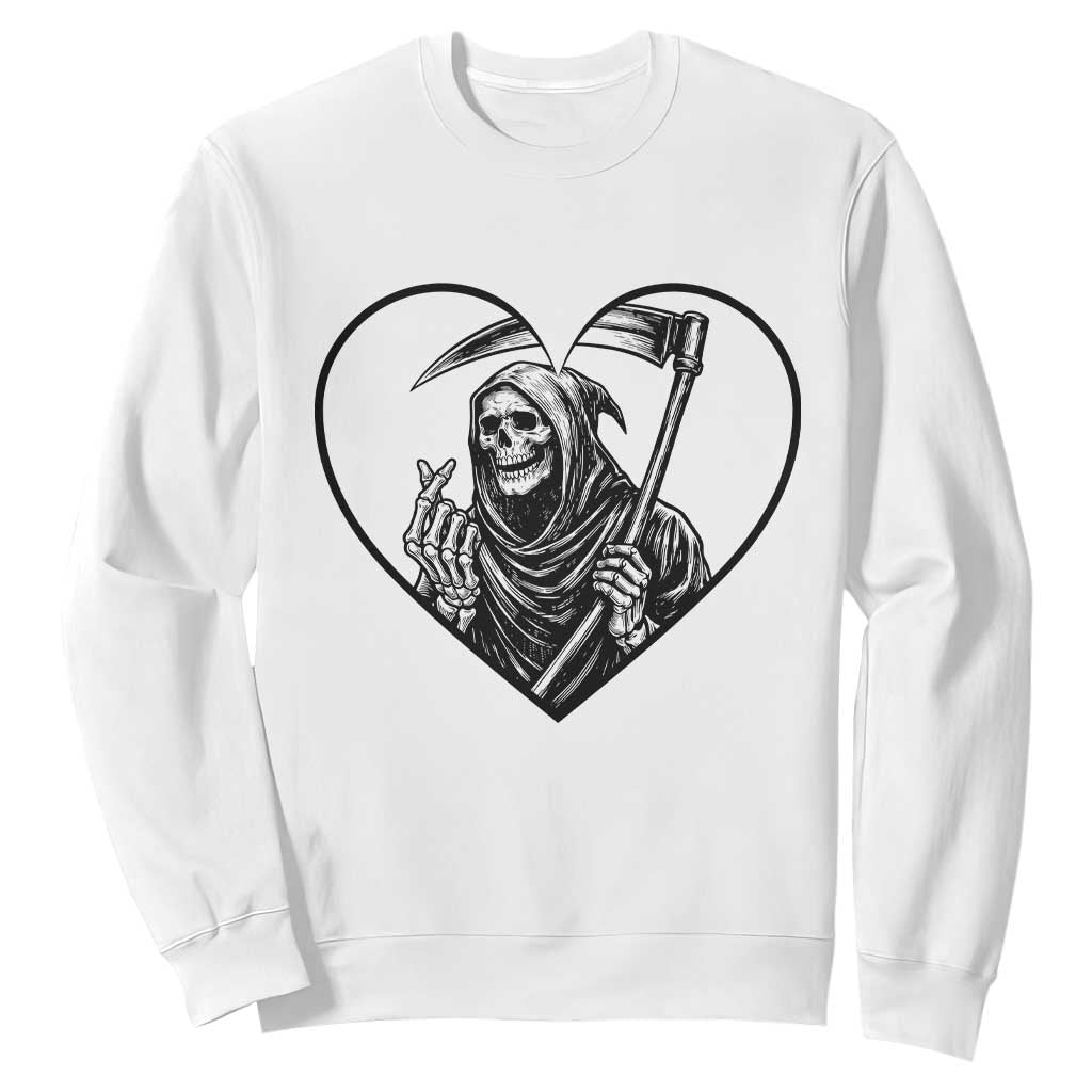 Funny Grim Reaper Heart Hands Sweatshirt Spooky Halloween Gothic