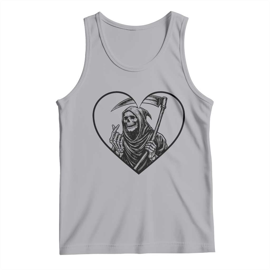 Funny Grim Reaper Heart Hands Tank Top Spooky Halloween Gothic