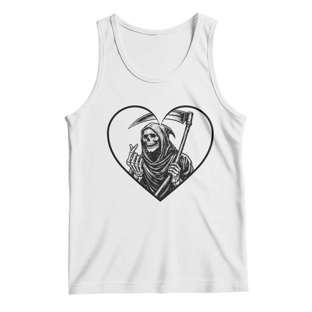 Funny Grim Reaper Heart Hands Tank Top Spooky Halloween Gothic