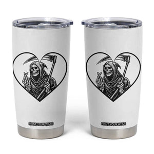 Funny Grim Reaper Heart Hands Tumbler Cup Spooky Halloween Gothic