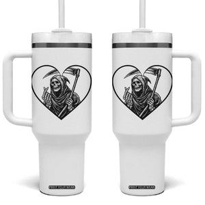 Funny Grim Reaper Heart Hands Tumbler With Handle Spooky Halloween Gothic