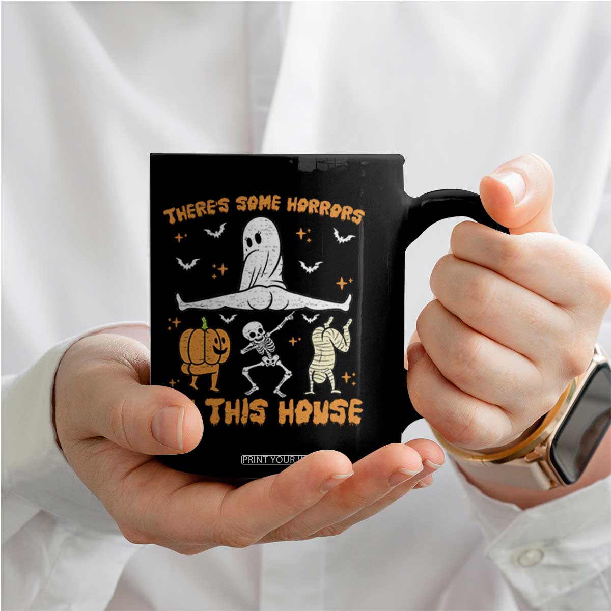 There's Some Horrors In This House Coffee Mug Funny Halloween Party Gift