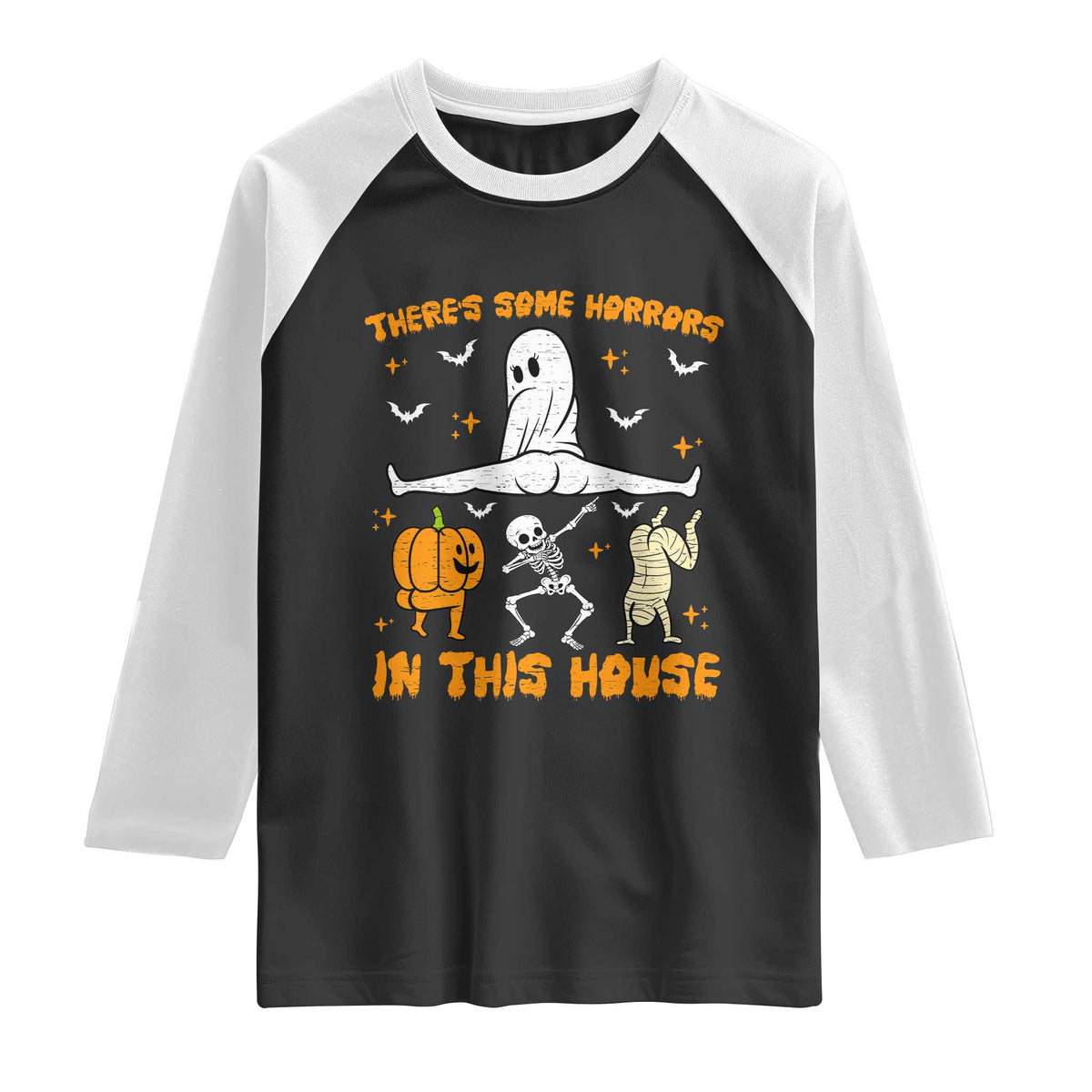 There's Some Horrors In This House Raglan Shirt Funny Halloween Party Gift