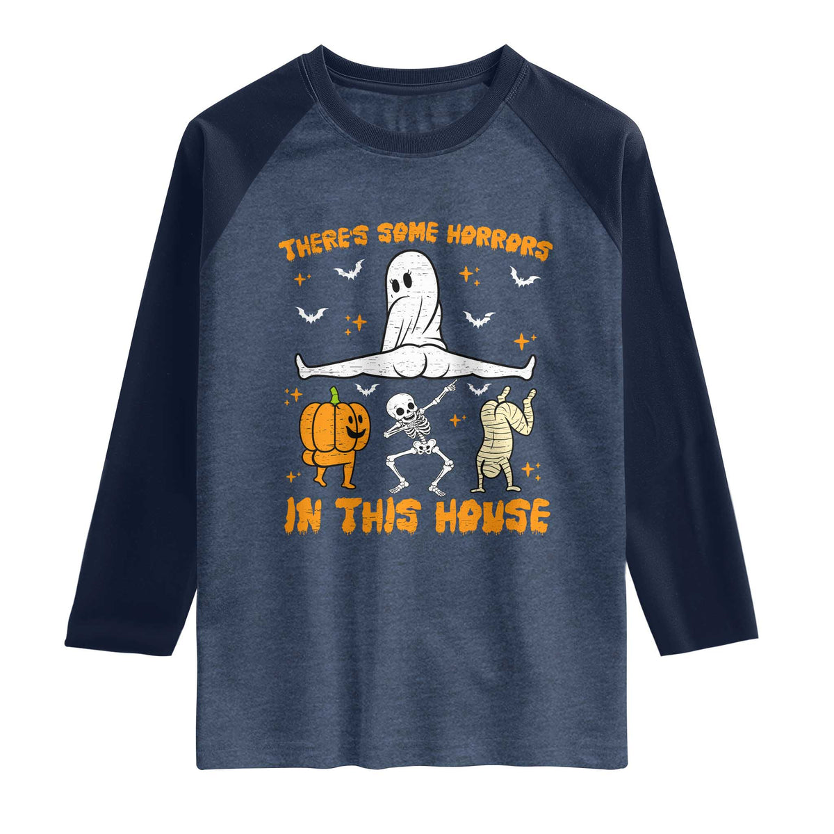 There's Some Horrors In This House Raglan Shirt Funny Halloween Party Gift