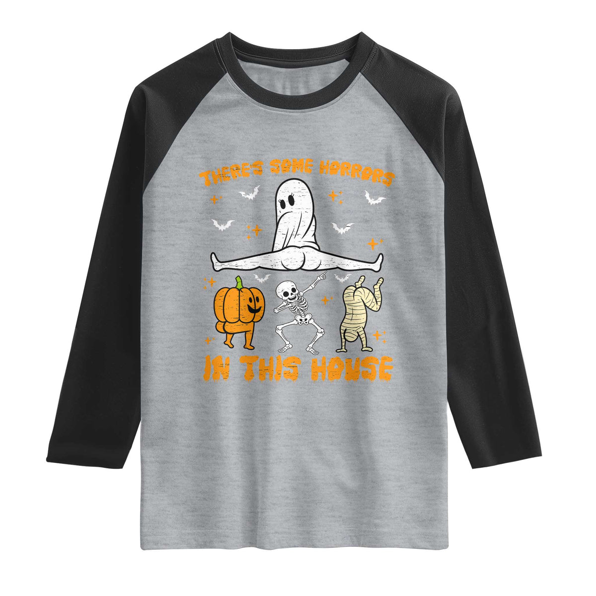 There's Some Horrors In This House Raglan Shirt Funny Halloween Party Gift