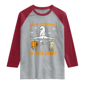 There's Some Horrors In This House Raglan Shirt Funny Halloween Party Gift