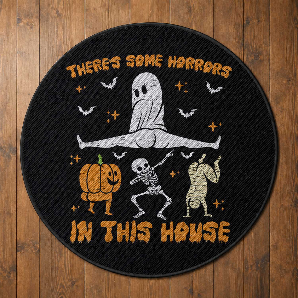 There's Some Horrors In This House Round Rug Funny Halloween Party Gift
