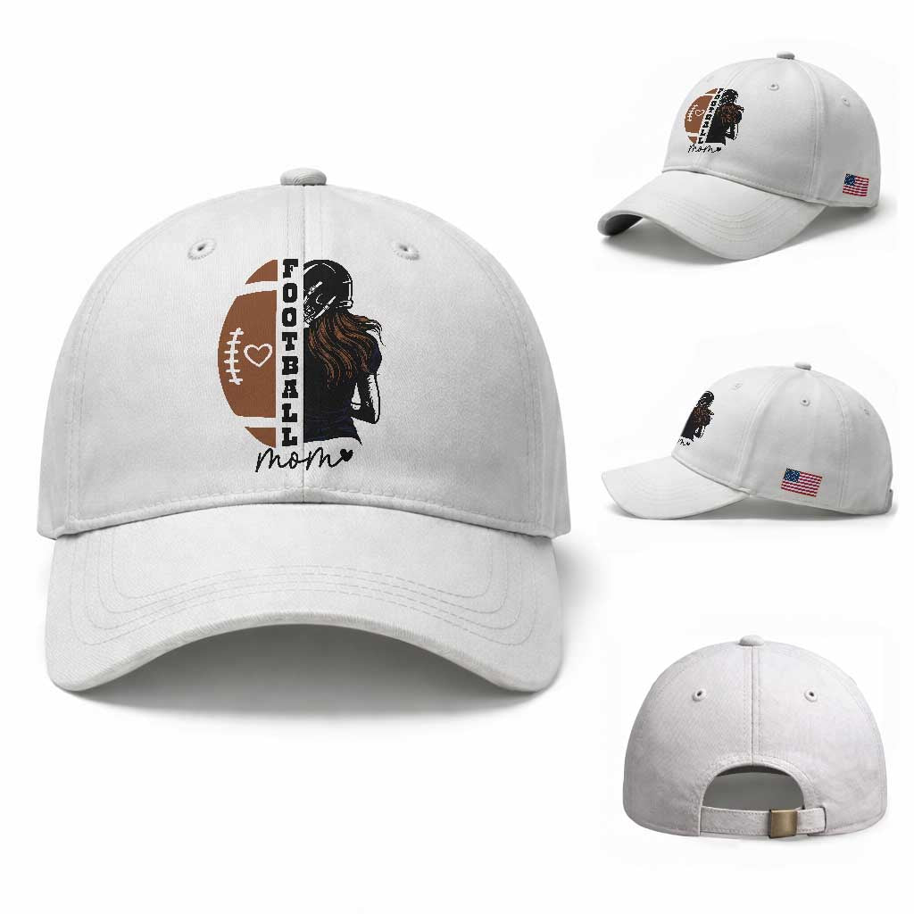 Proud Football Mom Baseball Cap Game Day Supporter Gift TS12 Baseball Cap Universal Fit White Print Your Wear
