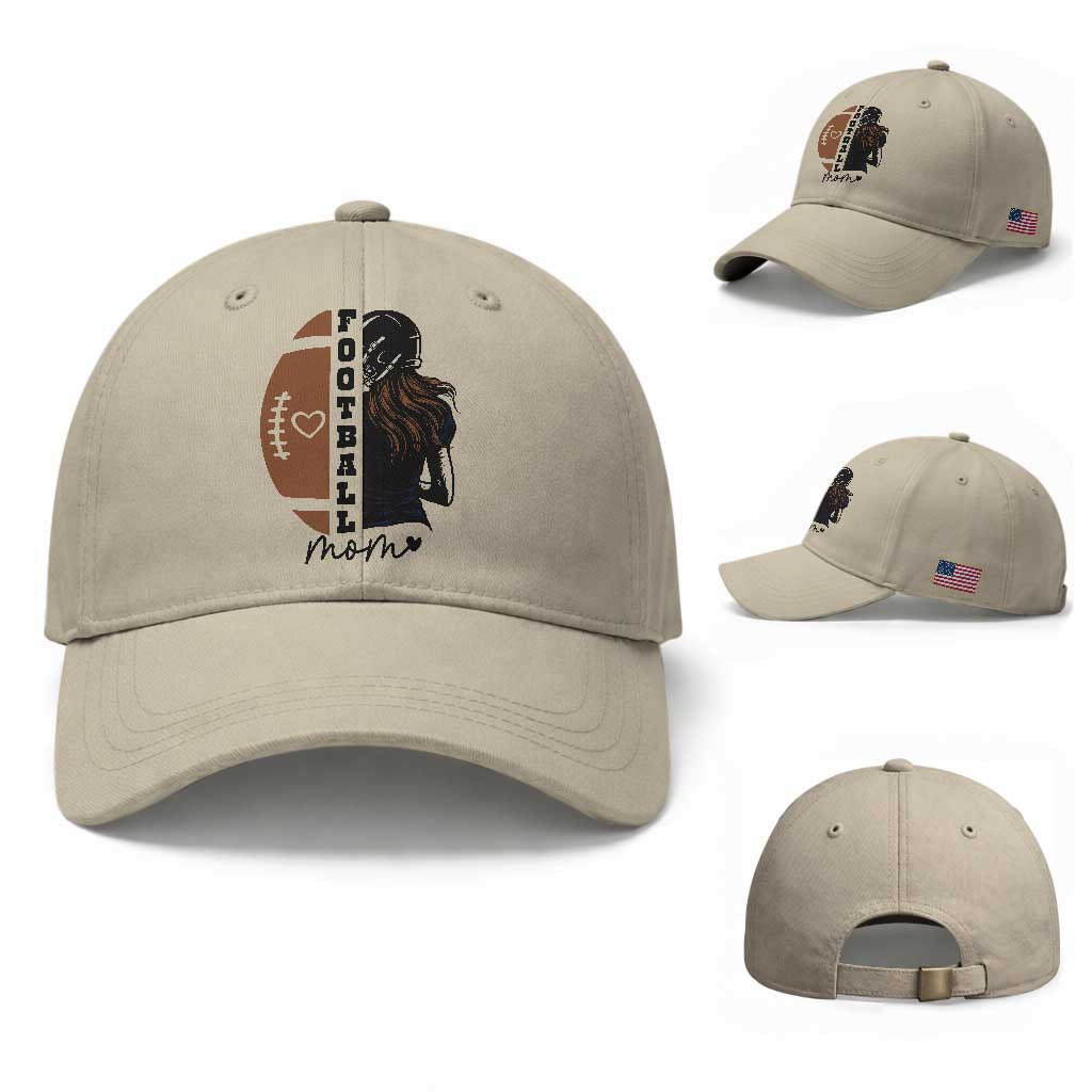 Proud Football Mom Baseball Cap Game Day Supporter Gift TS12 Baseball Cap Universal Fit Beige Print Your Wear